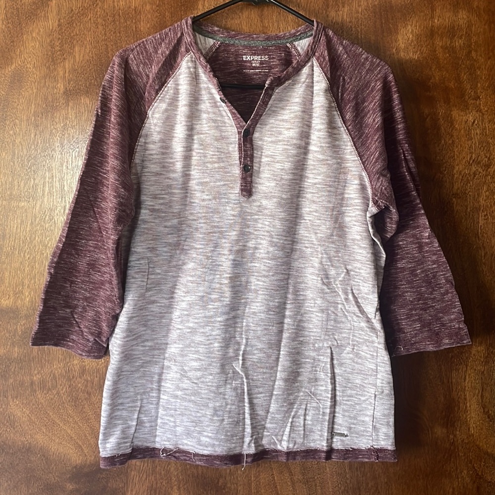 Express Henley three quarter sleeve